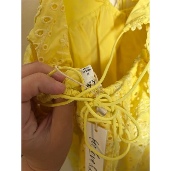 For Love and Lemons Natalia Mini Dress Medium Yellow NWT 60s HOCO homecoming - Picture 5 of 5